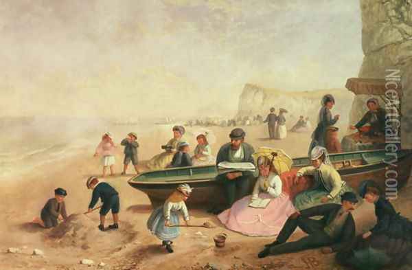 A Seaside Scene Oil Painting - Jane Maria Bowkett