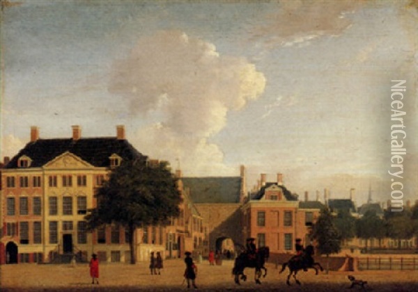 The Hague, A View Of The Vijverberg Towards The Gevangenpoort Oil Painting - Jan ten Compe