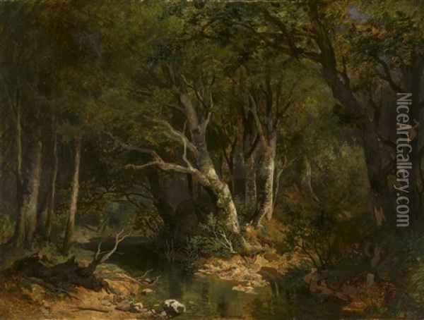Sommerliche Waldlandschaft Oil Painting - August Christian Geist