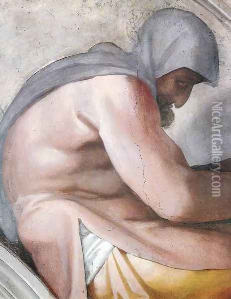 Hezekiah - Manasseh - Amon (detail-3) 1511-12 Oil Painting - Michelangelo Buonarroti