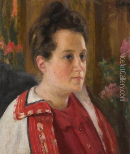 Portrait Of Yulia Ivanovna Kazarina Oil Painting - Kuz'ma Sergeevich Petrov-Vodkin