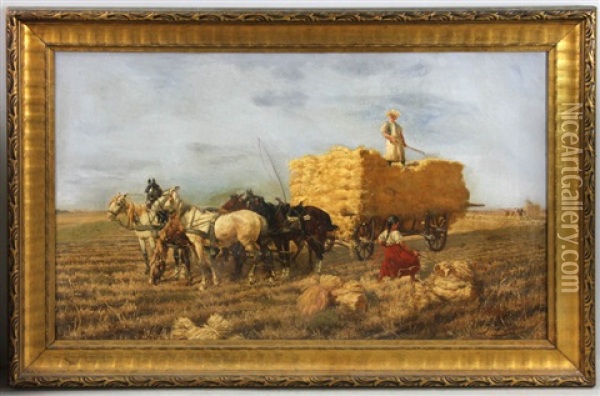 Oil On Canvas Of Farmers Oil Painting - John Milne Donald