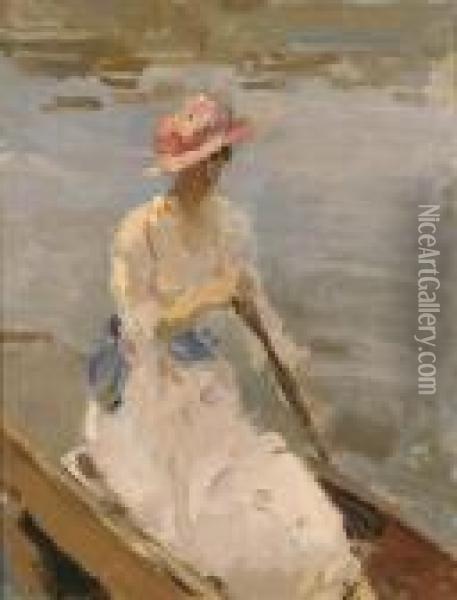 Lady On A Boat On The River Thames London Oil Painting - Isaac Israels