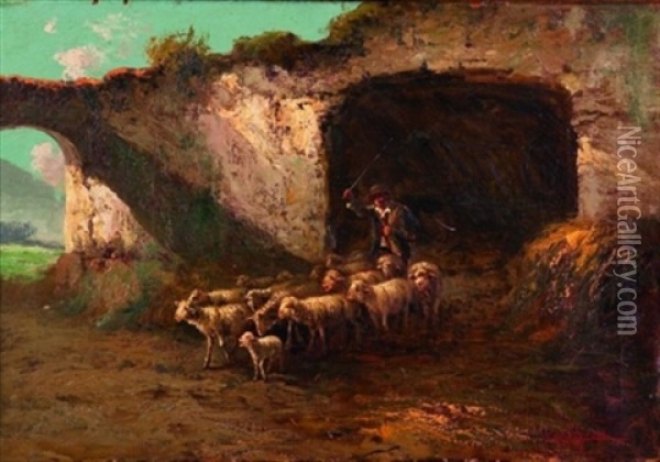 Driving The Flock Oil Painting - John (Giovanni) Califano