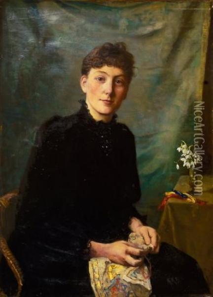 Kvinne Som Syr 1891 1891 Oil Painting - Mathilde Dietrichson