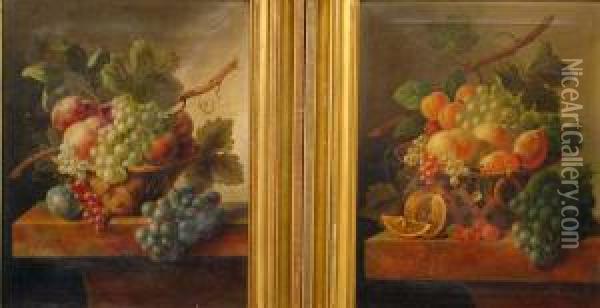 Corbeille De Fruits Sur Un Entablement Oil Painting - Cornelis Johannes De Bruyn