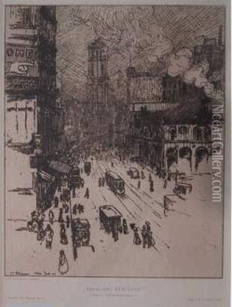 Broadway New York. 1907 Oil Painting - Jean Emile Laboureur
