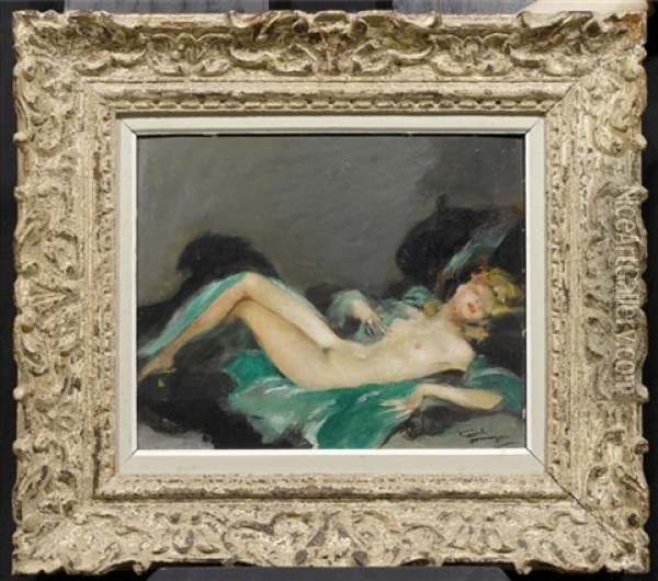 Liegender Akt Oil Painting - Gaston Domergue