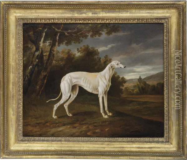 Waggoner, A Greyhound, In A Landscape Oil Painting - Thomas Gooch
