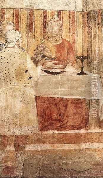 Scenes from the Life of St John the Baptist- 3. Feast of Herod (detail 2) 1320 Oil Painting - Giotto Di Bondone