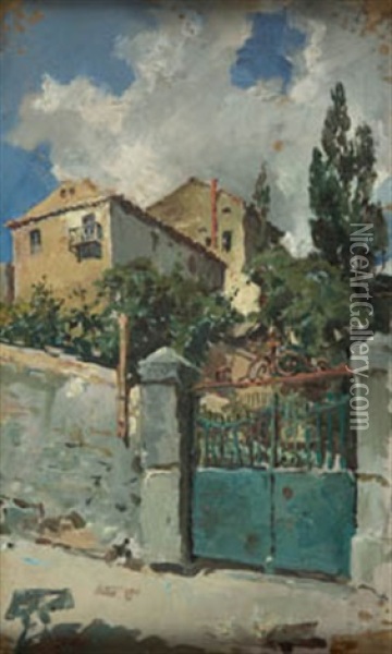 Cancela (san Lorenzo De El Escorial Oil Painting - Alejandro Ferrant Y Fischermans