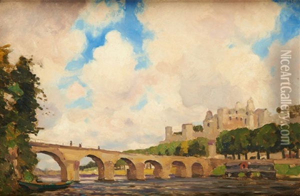 Pont A Chinon Oil Painting - Victor Olivier Gilsoul