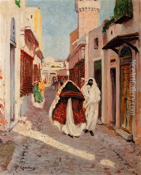 Scene De Rue A Tunis Oil Painting - William Lambrecht