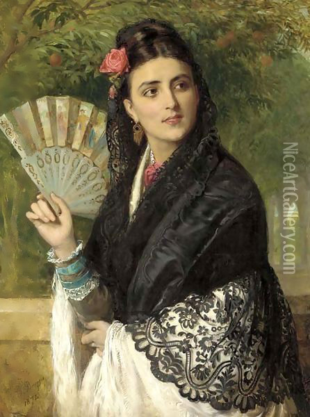 A Spanish Beauty Oil Painting - John Bagnold Burgess