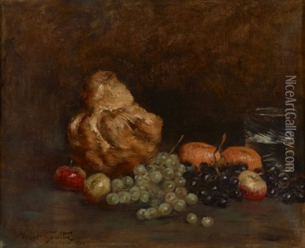 Composition A La Brioche Et Aux Fruits Oil Painting - Norbert Goeneutte