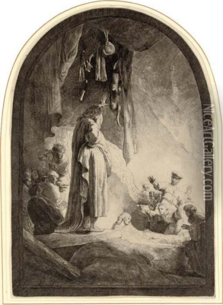The Raising Of Lazarus: Large Plate Oil Painting - Rembrandt Van Rijn