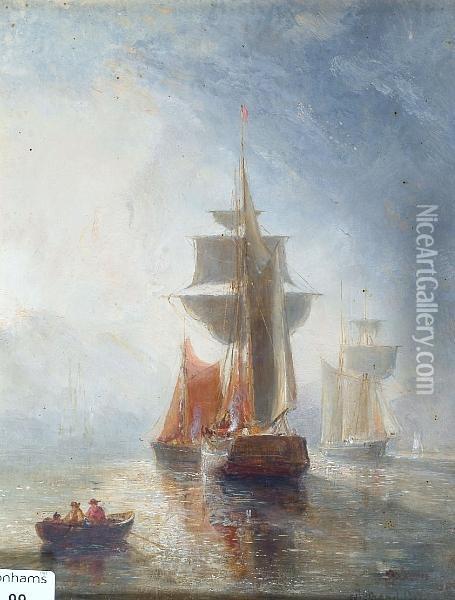Ships On The Incoming Tide Oil Painting - William Joseph Caesar Julius Bond