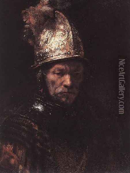 Man in a Golden Helmet c. 1650 Oil Painting - Rembrandt Van Rijn