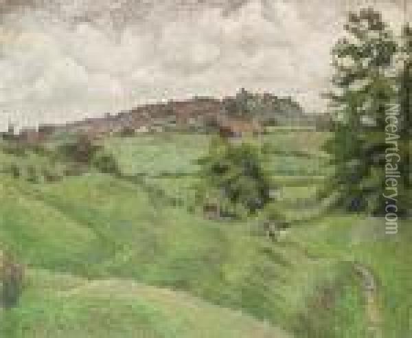 Rye From Cadborough, Grey Morning Oil Painting - Lucien Pissarro