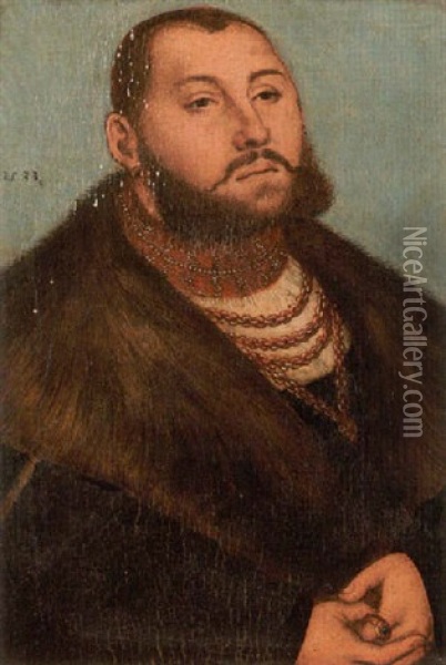 Portrait Of The Elector John Frederic The Magnanimous Of Saxony Oil Painting - Lucas Cranach the Elder