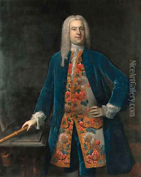 Portrait of a Gentleman, traditionally identified as George Frederick Handel Oil Painting - Stephen Slaughter