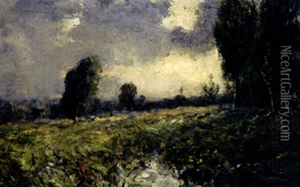 Spatsommerliche Heidelandschaft Oil Painting - George A. Boyle