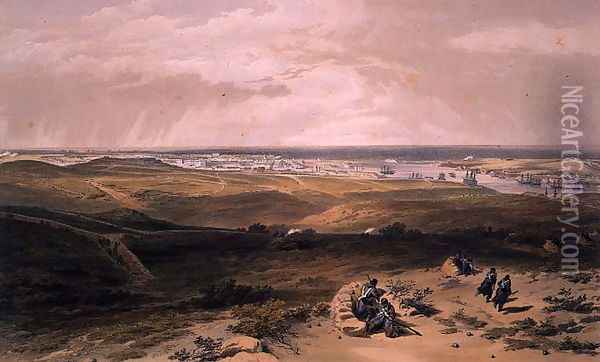 Sebastopol from the East, plate from The Seat of War in the East, pub. by Paul and Dominic Colnaghi and Co., 1856 Oil Painting - William Simpson