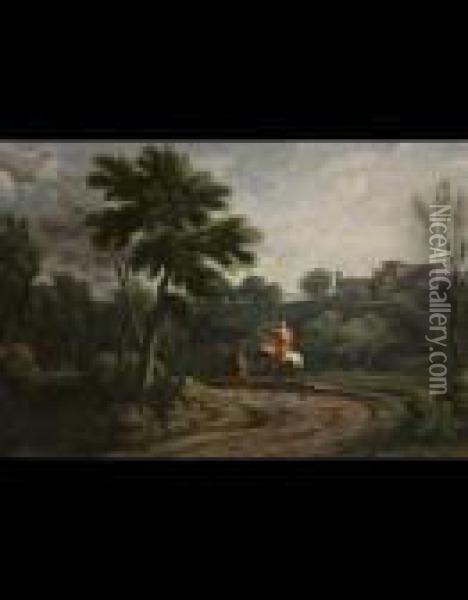 Paesaggio Con Viandanti Oil Painting - Gaspard Dughet Poussin