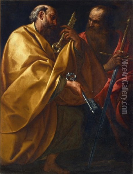 Saints Peter And Paul Oil Painting - Giovanni Battista Crespi (il Cerano)