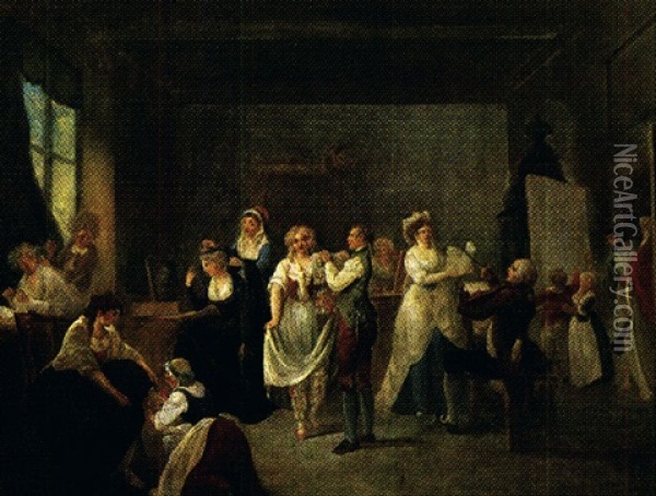 Scene De Preparatifs Dans Les Loges D'un Theatre Oil Painting - Philibert Louis Debucourt