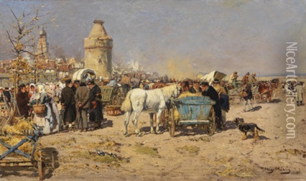 Hessenmarkt Bei Alsfeld Oil Painting - Hugo Muehlig