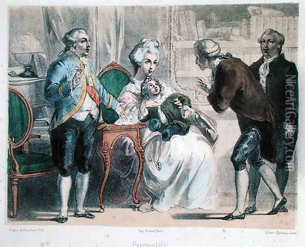 Parmentier presents the potato to Louis XVI and his family Oil Painting - Albert Chereau