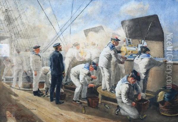 Naval Operations Oil Painting - Etienne De Bonnin De Fraysseix