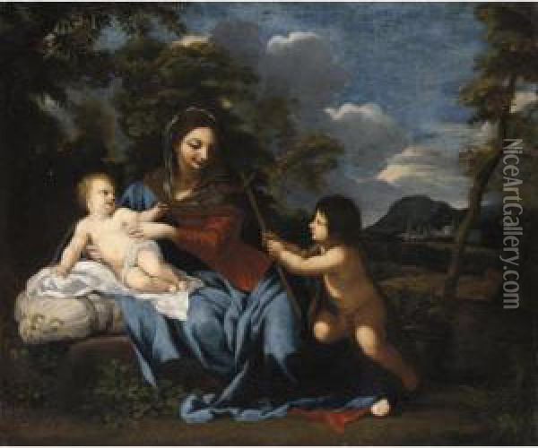 Madonna Col Bambino E San Giovannino Oil Painting - Ciro Ferri