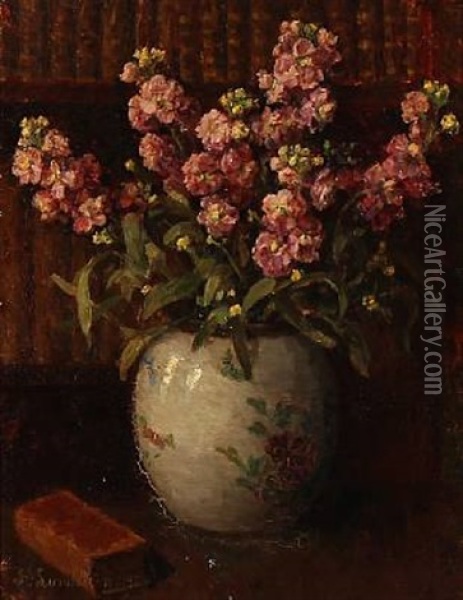 Flowers In A Vase Oil Painting - Lilli Lundsteen