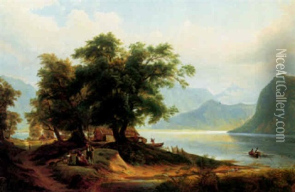 Mountain Landscape Oil Painting - Wilhelm Klein
