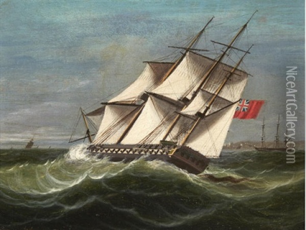 A British Frigate On-the-wind Oil Painting - James Edward Buttersworth