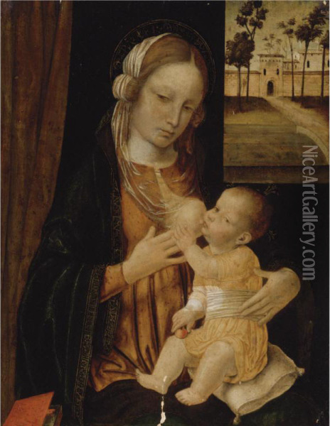 Madonna And Child Oil Painting - Ambrogio Stefano Di Borgognone