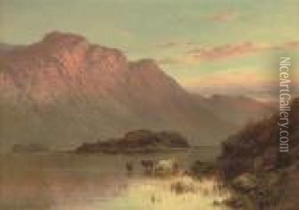 The Islands Near Inversnaid Oil Painting - Alfred de Breanski