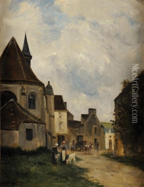Rue De Village En Pays De Caux, Normandie Oil Painting - Stanislas Lepine