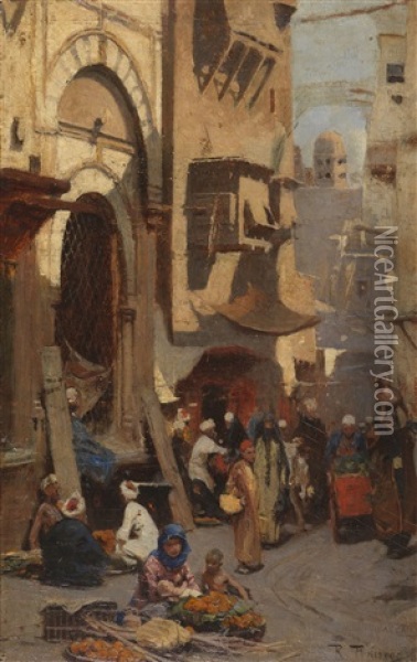 Au Caire Oil Painting - Raphael von Ambros