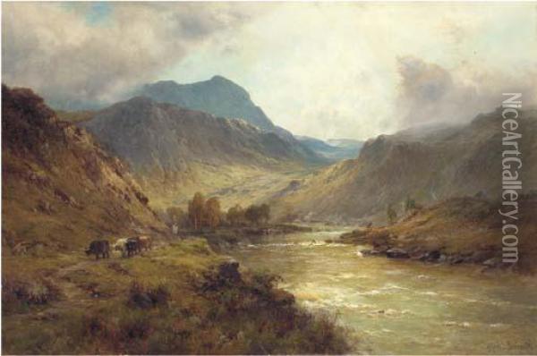 A Mountain Pass At Callander Oil Painting - Alfred de Breanski