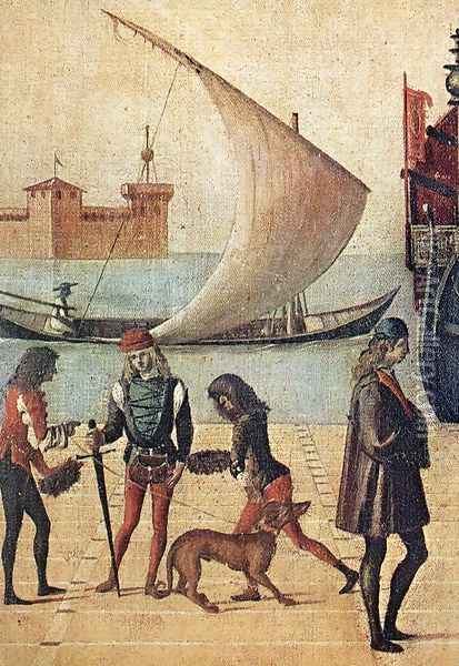 Arrival of the English Ambassadors (detail 4) 1495-1500 Oil Painting - Vittore Carpaccio