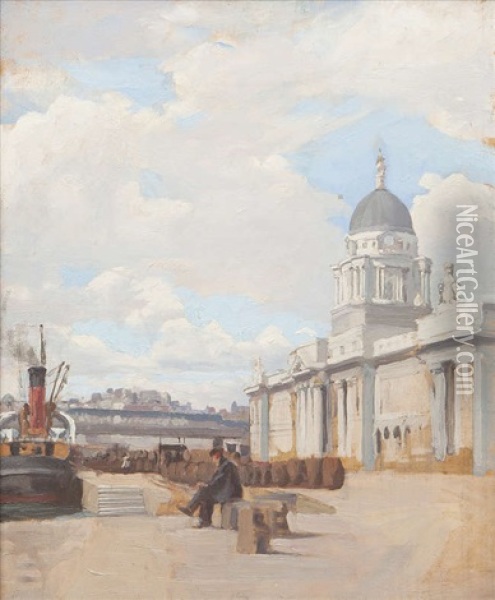 The Customs House, Dublin Oil Painting - Dermod O'Brien