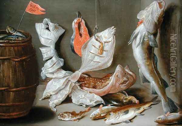 Still Life with Fish Oil Painting - Jan van Kessel