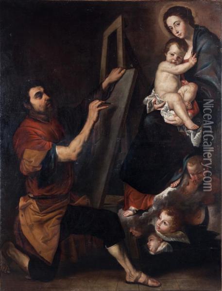 Saint Luc Peignant La Vierge Oil Painting - Jusepe de Ribera