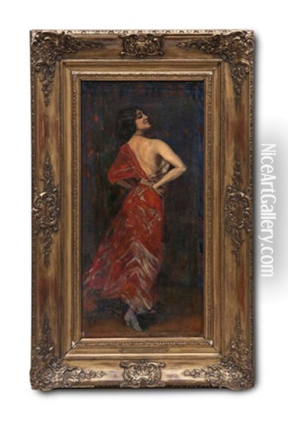 Tanzerin Im Roten Kleid Oil Painting - Albert von Keller