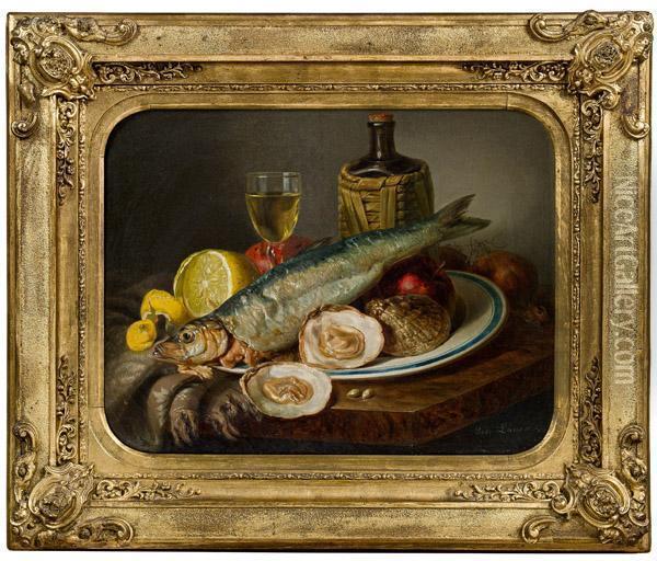 Stillleben Mit Fisch Und Austern Oil Painting - Josef Lauer