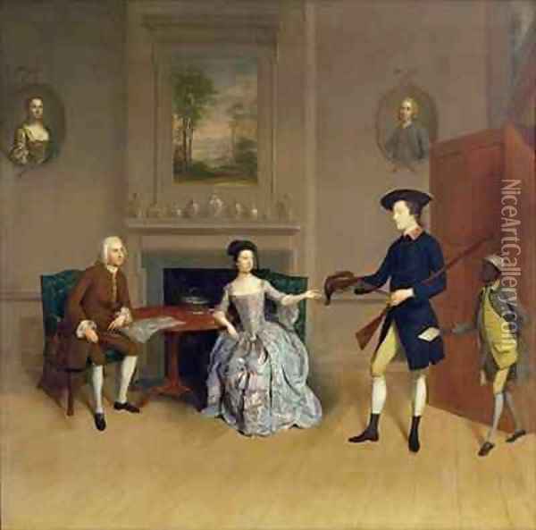 John Orde with his wife Anne and his eldest Son William of Morpeth Northumberland Oil Painting - Arthur Devis