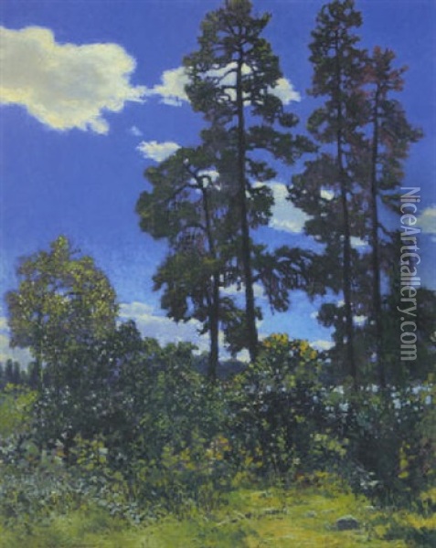 Midsummer - A Northern Lake Oil Painting - Francis Hans Johnston